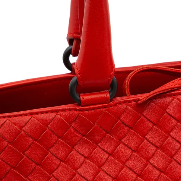 Pre-owned Bottega Veneta Nappa Intrecciato Milano Tote Red