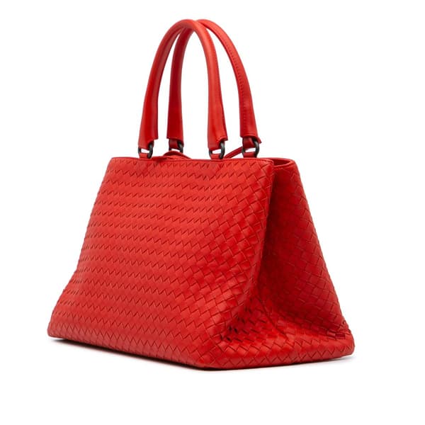 Pre-owned Bottega Veneta Nappa Intrecciato Milano Tote Red