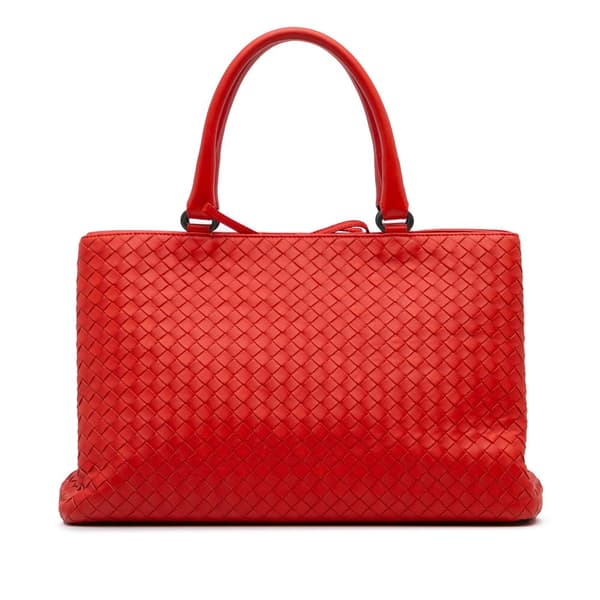 Pre-owned Bottega Veneta Nappa Intrecciato Milano Tote Red