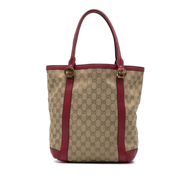 Pre-owned Gucci GG Canvas Twins Tote Brown