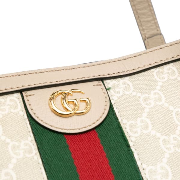 Pre-owned Gucci Medium GG Supreme Ophidia Tote Brown