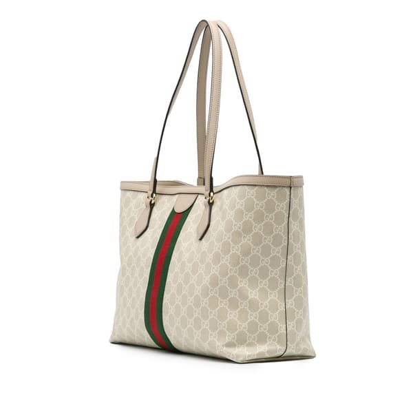 Pre-owned Gucci Medium GG Supreme Ophidia Tote Brown