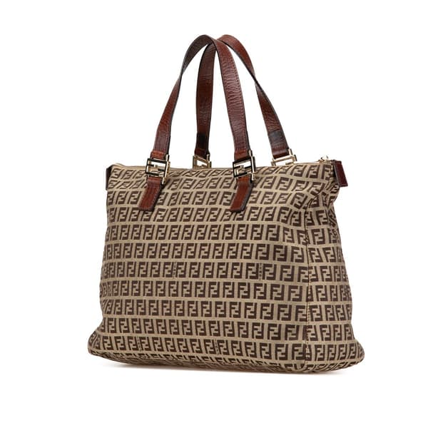 Pre-owned Fendi Zucchino Canvas Tote Brown