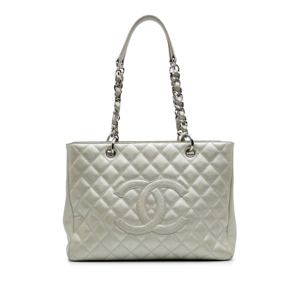 Pre-owned Chanel Caviar Grand Shopping Tote Gold