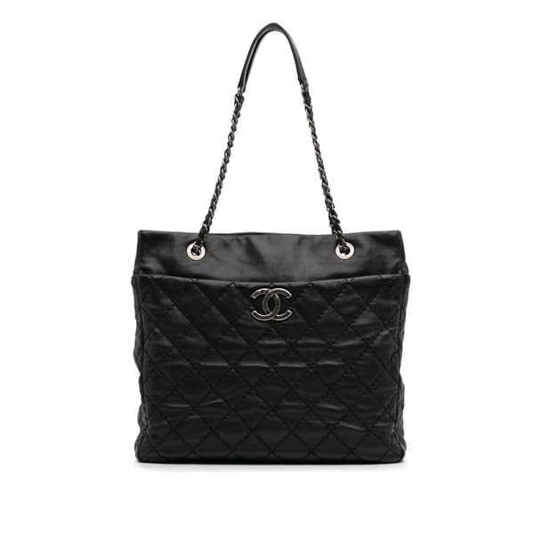 Pre-owned Chanel Large Quilted Calfskin Stitch It Tote Black