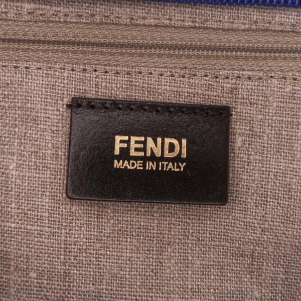 Pre-owned Fendi Zucca Raffia Roll Tote Brown