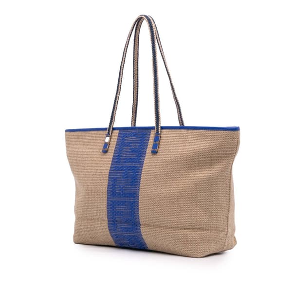 Pre-owned Fendi Zucca Raffia Roll Tote Brown