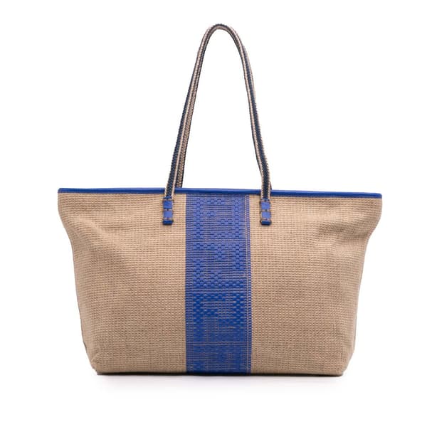 Pre-owned Fendi Zucca Raffia Roll Tote Brown