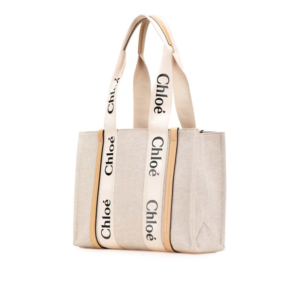 Pre-owned Chloé Medium Canvas Woody Tote Brown