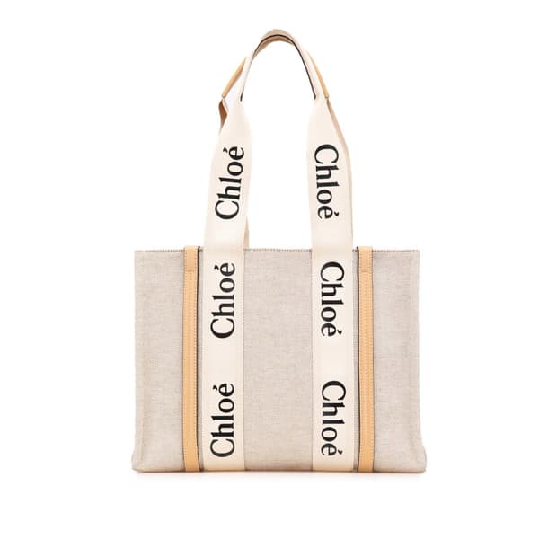 Pre-owned Chloé Medium Canvas Woody Tote Brown