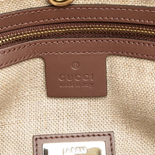Pre-owned Gucci Small Canvas Logo Craft Tote Brown