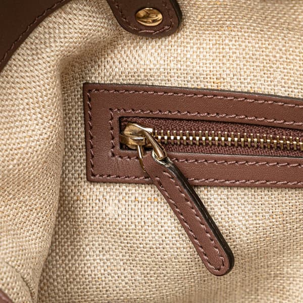 Pre-owned Gucci Small Canvas Logo Craft Tote Brown