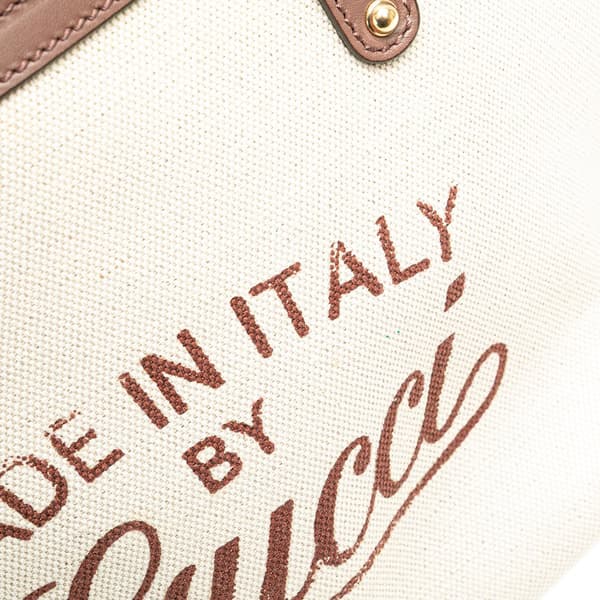 Pre-owned Gucci Small Canvas Logo Craft Tote Brown