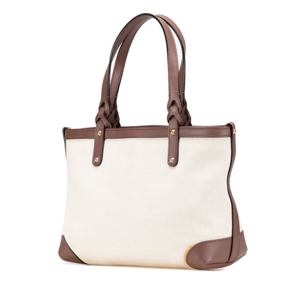 Pre-owned Gucci Small Canvas Logo Craft Tote Brown