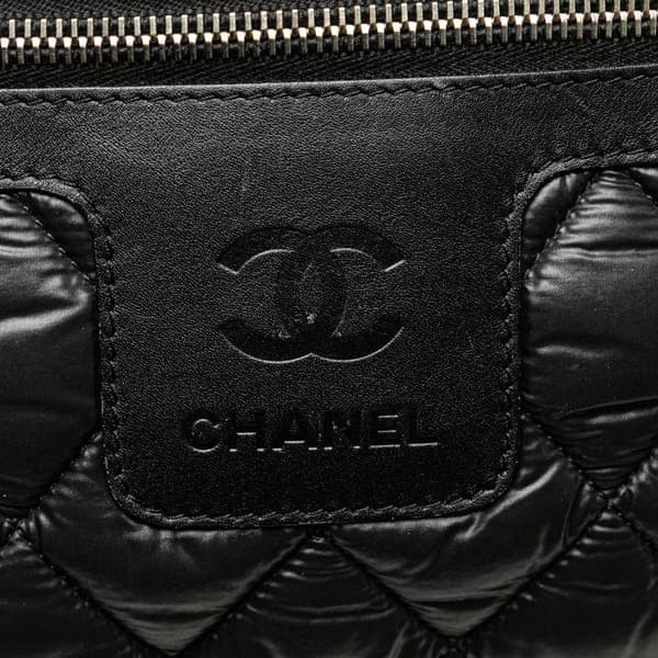 Pre-owned Chanel Small Quilted Nylon Coco Cocoon Tote Black