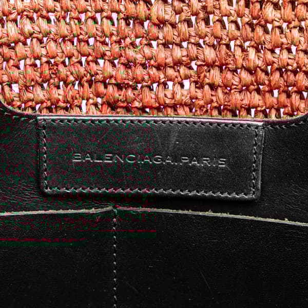 Pre-owned Balenciaga Large Raffia Motocross Classic Panier Tote Brown