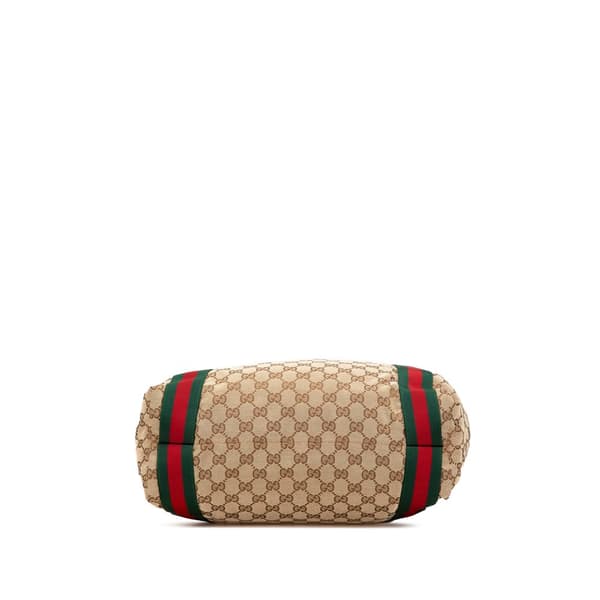 Pre-owned Gucci GG Canvas Web Tote Brown