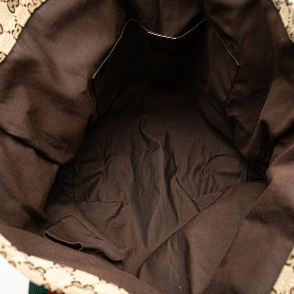 Pre-owned Gucci GG Canvas Web Tote Brown