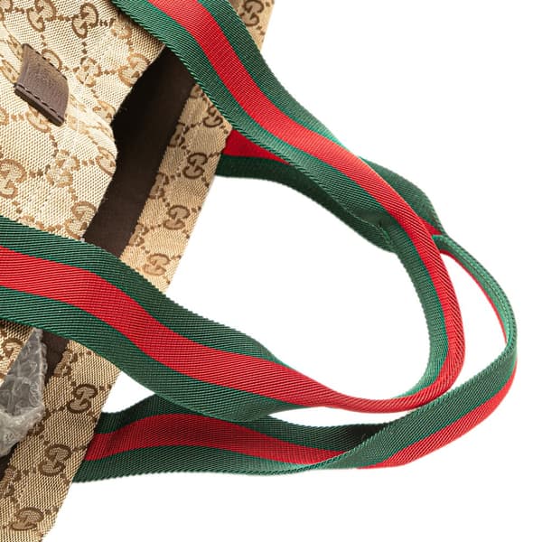 Pre-owned Gucci GG Canvas Web Tote Brown