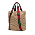 Miniatyrbillede 2 af 10: Pre-owned Gucci GG Canvas Web Tote  Brown