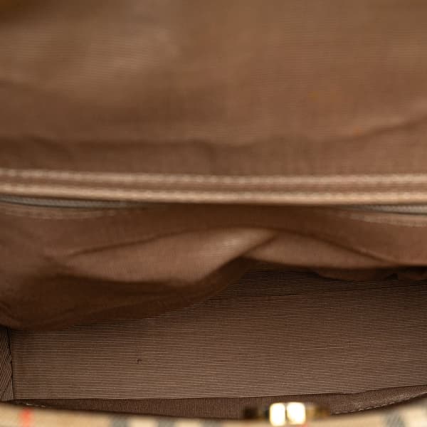 Pre-owned Burberry Haymarket Check Canvas Tote Brown