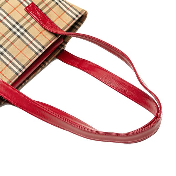Pre-owned Burberry Haymarket Check Canvas Tote Brown