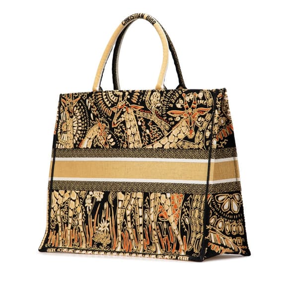 Pre-owned Dior Large Canvas Embroidered Dior Animals Giraffe Book Tote Yellow