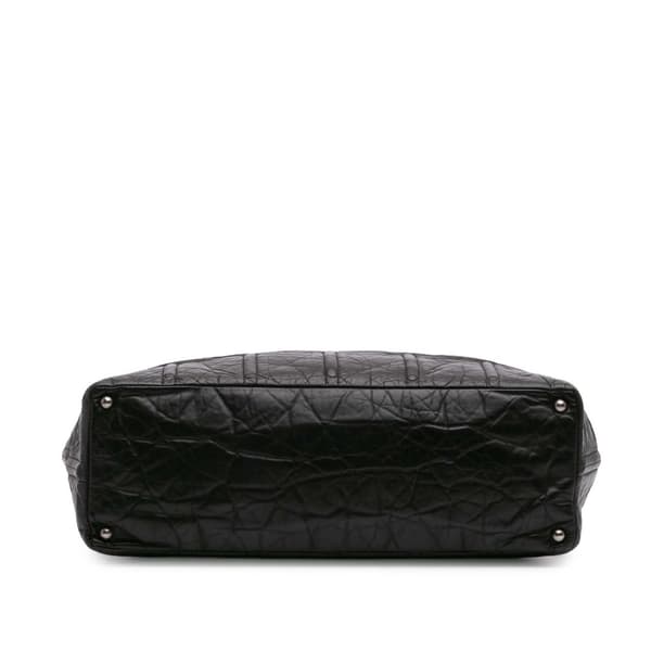 Pre-owned Chanel Distressed Calfskin Shopping In Moscow Tote Black