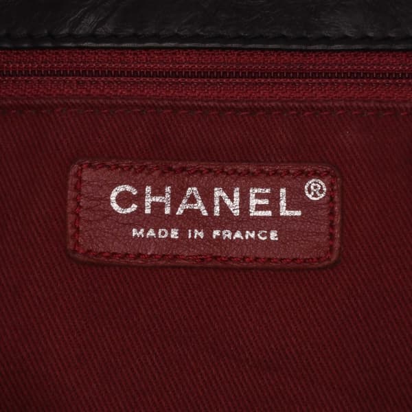 Pre-owned Chanel Distressed Calfskin Shopping In Moscow Tote Black