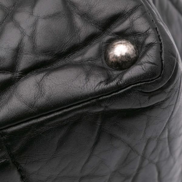Pre-owned Chanel Distressed Calfskin Shopping In Moscow Tote Black