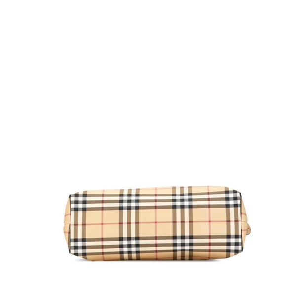 Pre-owned Burberry House Check Coated Canvas Tote Brown