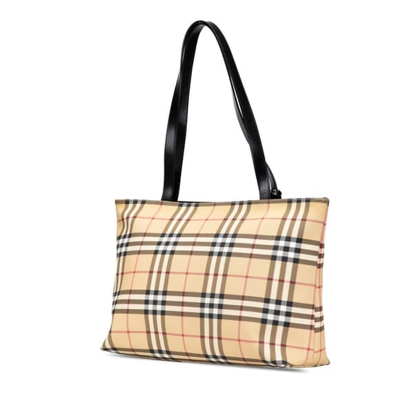 Pre-owned Burberry House Check Coated Canvas Tote Brown