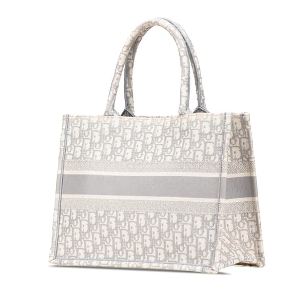 Pre-owned Dior Medium Oblique Canvas Book Tote Gray