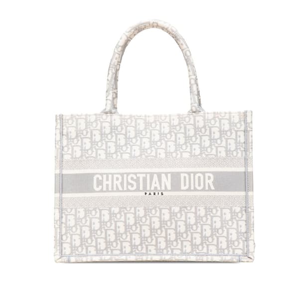 Pre-owned Dior Medium Oblique Canvas Book Tote Gray