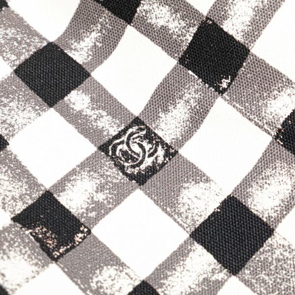 Pre-owned Chanel Printed Canvas Gingham Weekender Tote White
