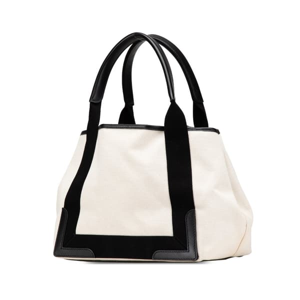 Pre-owned Balenciaga Canvas Navy Cabas S White