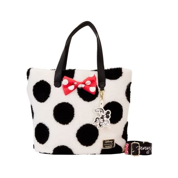 Minnie Rocks the Dots shoppingväska - Loungefly - Svart och vit - Syntet - Handgjord - Rymmer A4-format