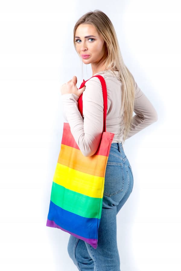 TASKE INDKØBSPOSE BOMULD REJNBUE PRIDE LGBT LARGE XXL