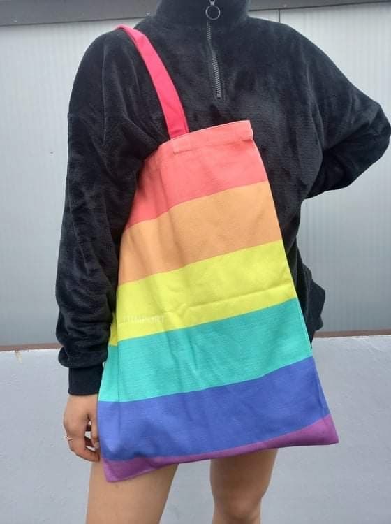 TASKE INDKØBSPOSE BOMULD REJNBUE PRIDE LGBT LARGE XXL