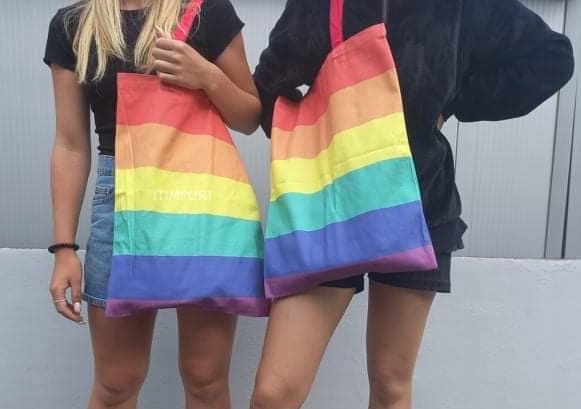 TASKE INDKØBSPOSE BOMULD REJNBUE PRIDE LGBT LARGE XXL