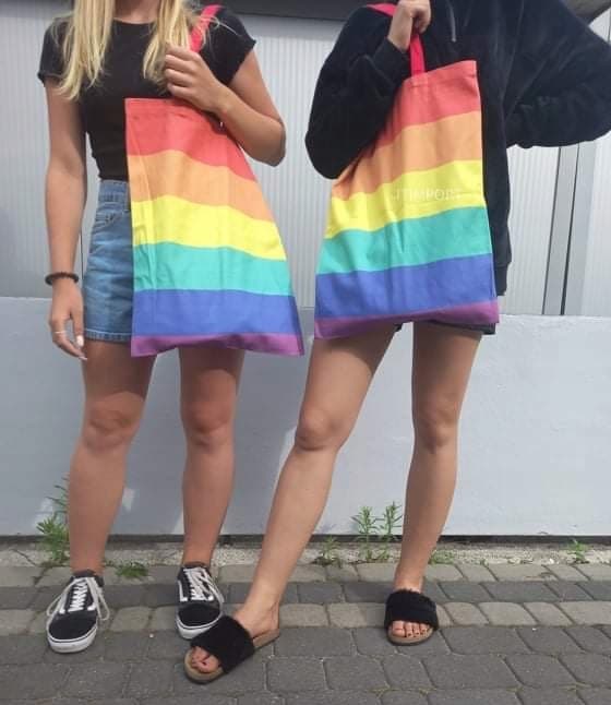 TASKE INDKØBSPOSE BOMULD REJNBUE PRIDE LGBT LARGE XXL