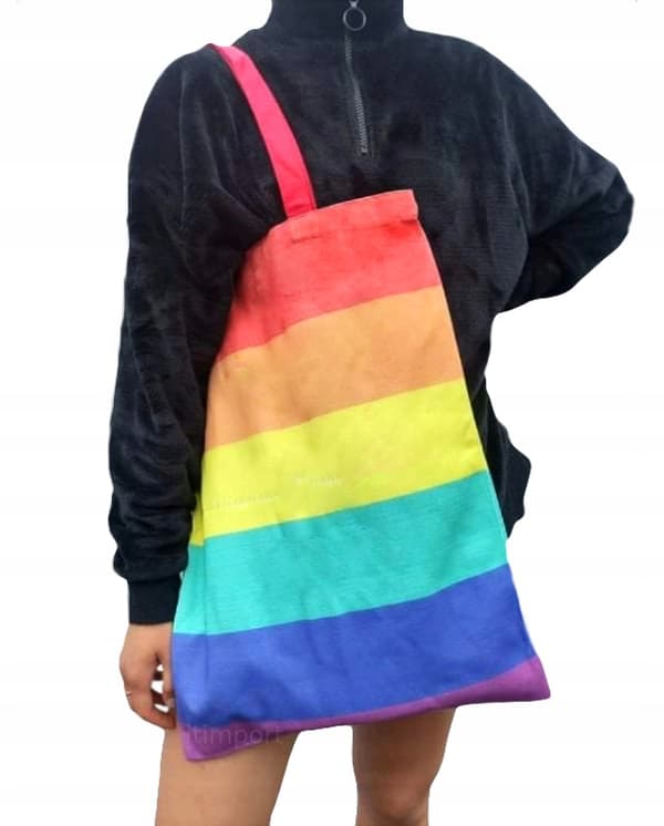 TASKE INDKØBSPOSE BOMULD REJNBUE PRIDE LGBT LARGE XXL