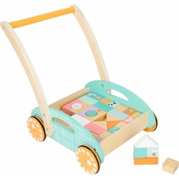 Lekavagn - Ej specificerad - Liten vagn - 34 pastellkuber - Gummihjul - Blandad