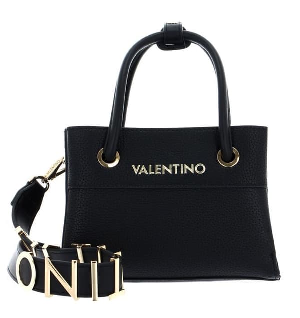 Handväska - VALENTINO - Alexia Tote S - Svart - 100 % polyuretan - Avtagbar axelrem