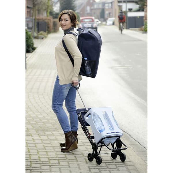 Wenko - Shoppingvagn med sits - Isolerad väska 35 L - Mörkblå