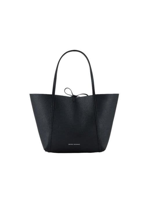 Armani Exchange Stor Vändbar Logo Skript Tote, Handväska för Kvinnor, Svart/Vit/Svart-Svart/Vit/Svart, One Size