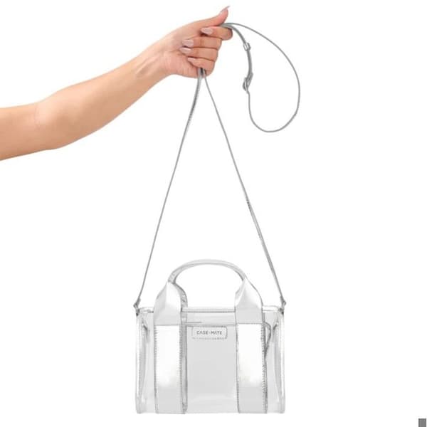 Mate Micro Tote Bag CaseVattentät axelväska (kromad silver/transparent)