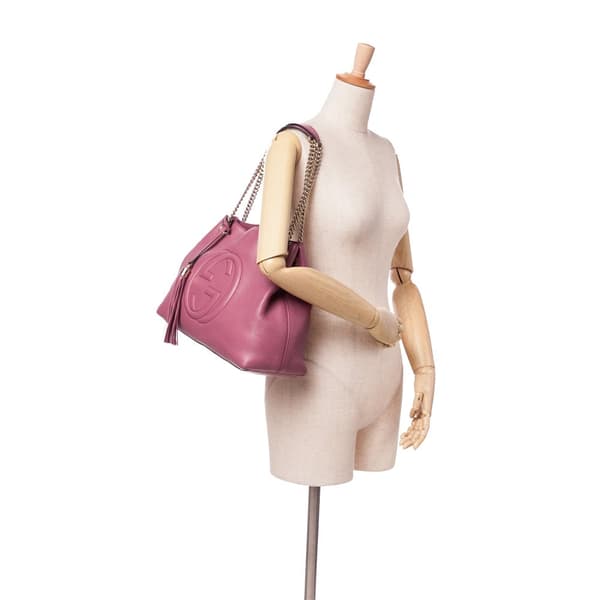Pre-owned Gucci Medium Leather Soho Chain Tote Purple