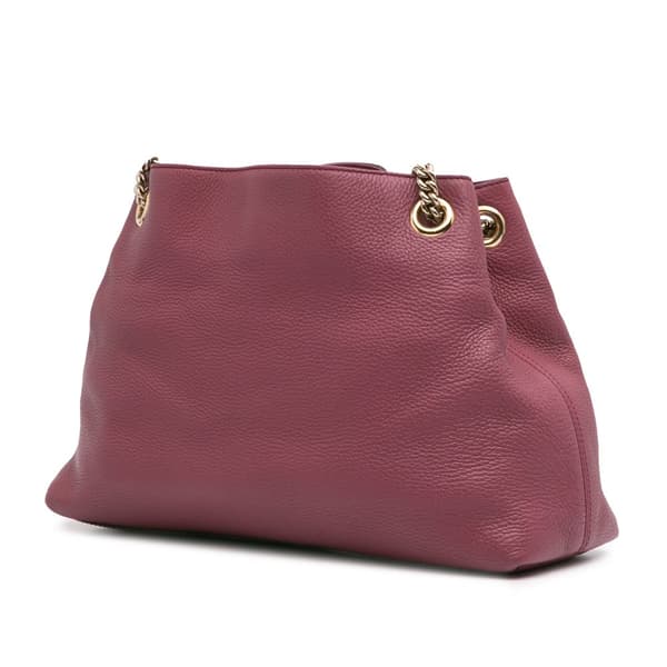 Pre-owned Gucci Medium Leather Soho Chain Tote Purple