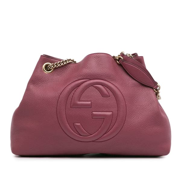 Pre-owned Gucci Medium Leather Soho Chain Tote Purple